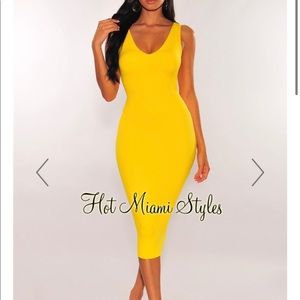 yellow midi dress